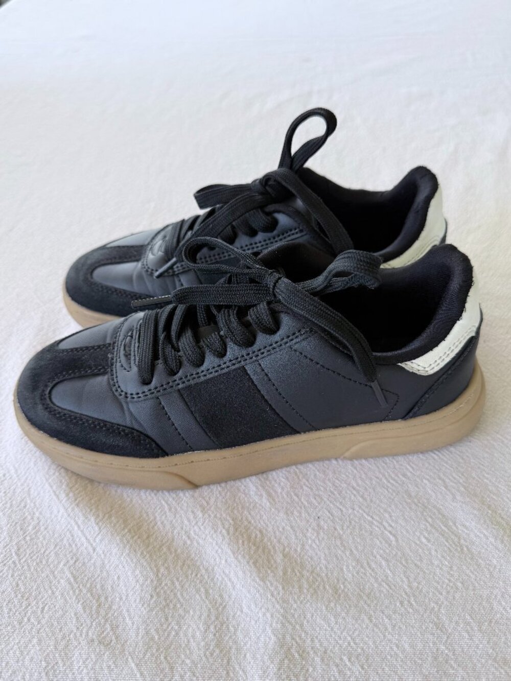 Gef France Kids Black Casual Sneakers Gum Sole US 2.5/EU 34 Youth Lace-Up Shoes - Picture 7 of 12